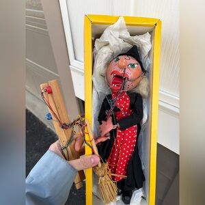 Vintage Pelham Puppet Witch Marionette Puppet, 1960s in Original Box